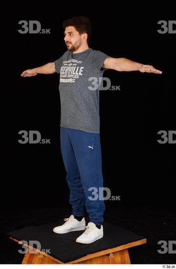 Whole Body Man T poses White Shirt T shirt Pants Slim Studio photo references