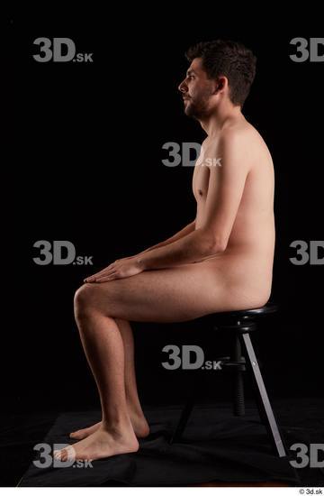 Whole Body Man White Nude Slim Sitting Studio photo references