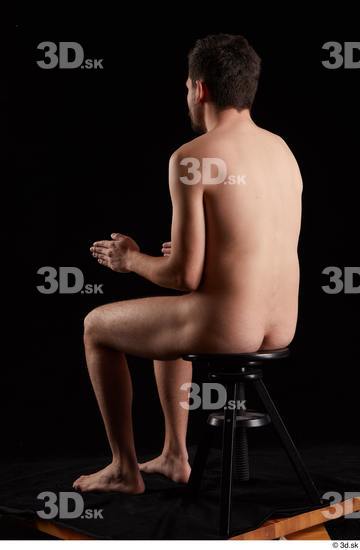 Whole Body Man White Nude Slim Sitting Studio photo references