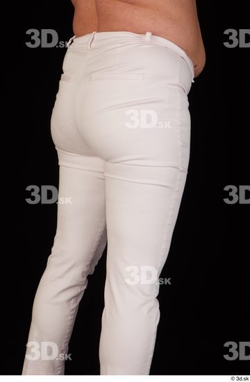 Hips Woman White Pants Chubby Studio photo references