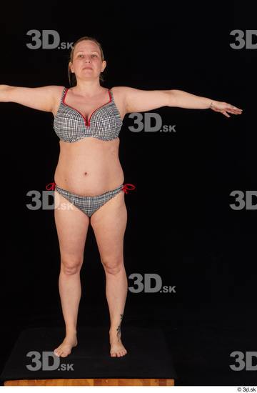 Whole Body Woman T poses White Swimsuit Chubby Standing Studio photo references