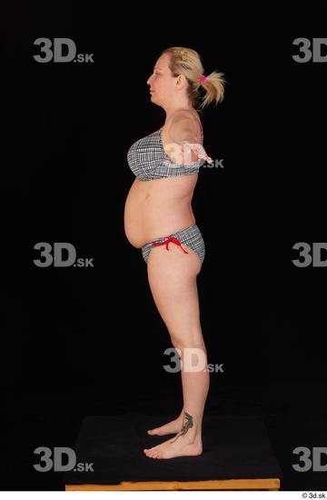 Whole Body Woman T poses White Swimsuit Chubby Standing Studio photo references