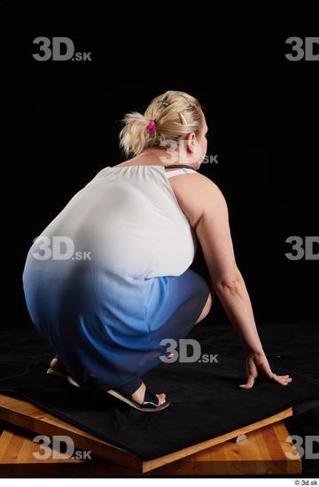 Whole Body Woman White Dress Chubby Kneeling Studio photo references
