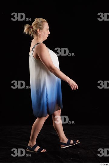 Whole Body Woman White Dress Chubby Walking Studio photo references