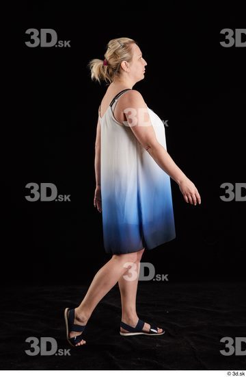 Whole Body Woman White Dress Chubby Walking Studio photo references