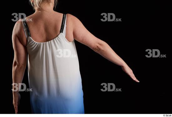 Arm Back Woman White Dress Chubby Studio photo references