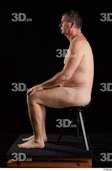 Whole Body Man White Nude Chubby Sitting Studio photo references