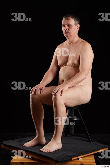 Whole Body Man White Nude Chubby Sitting Studio photo references