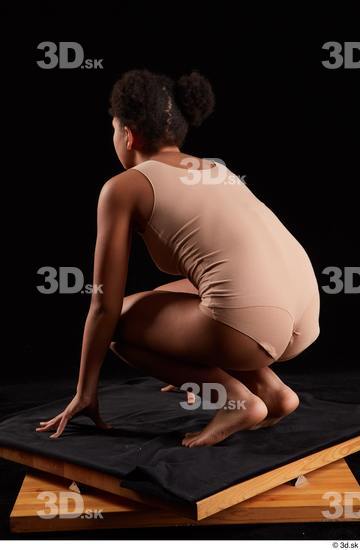 Woman Black Underwear Average Walking Kneeling Studio photo references