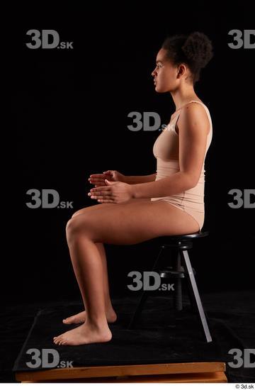 Whole Body Woman Black Underwear Average Sitting Studio photo references