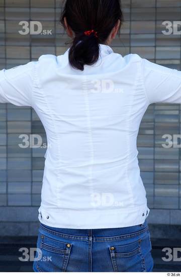 Upper Body Woman White Casual Average Street photo references