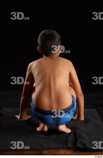 Whole Body Man Underwear Slim Kneeling Studio photo references