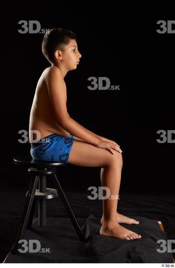 Whole Body Man Underwear Slim Sitting Studio photo references