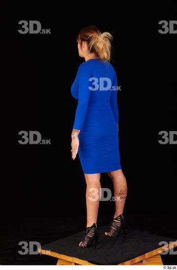 Daisy Lee black high heels blue dress casual dressed standing whole body  jpg