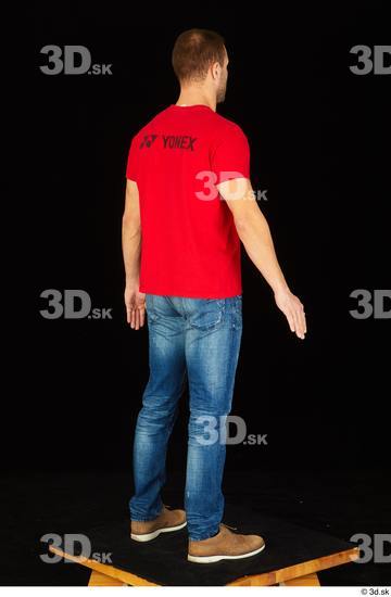 Whole Body Man White Shoes Shirt Jeans Slim Standing Studio photo references