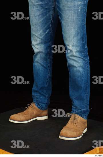 Calf Man White Shoes Jeans Slim Studio photo references