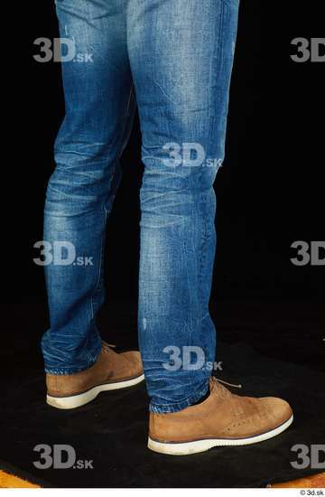 Calf Man White Shoes Jeans Slim Studio photo references