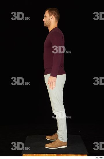 Whole Body Man White Shoes Sweatshirt Trousers Slim Standing Studio photo references