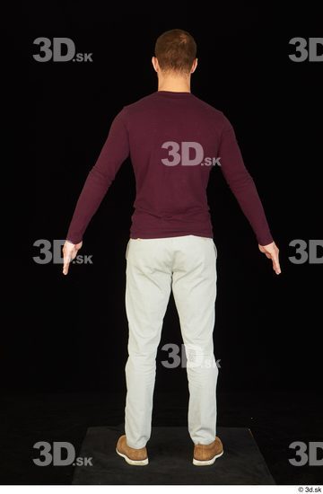 Whole Body Man White Shoes Sweatshirt Trousers Slim Standing Studio photo references