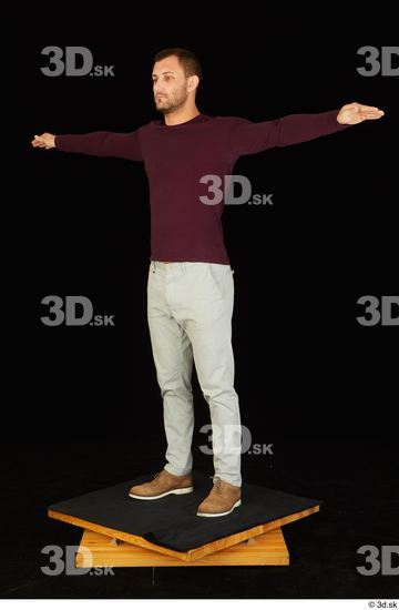 Whole Body Man T poses White Shoes Sweatshirt Trousers Slim Standing Studio photo references