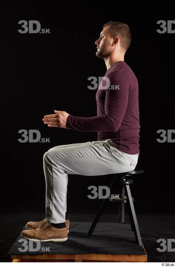 Whole Body Man White Shoes Sweatshirt Trousers Slim Sitting Studio photo references