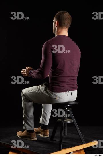 Whole Body Man White Shoes Sweatshirt Trousers Slim Sitting Studio photo references