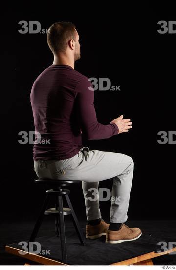 Whole Body Man White Shoes Sweatshirt Trousers Slim Sitting Studio photo references