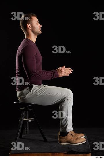 Whole Body Man White Shoes Sweatshirt Trousers Slim Sitting Studio photo references