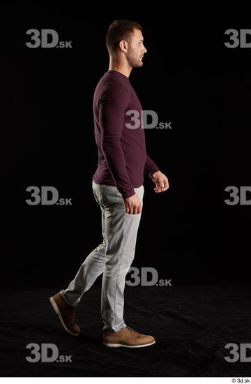 Whole Body Man White Shoes Sweatshirt Trousers Slim Walking Studio photo references