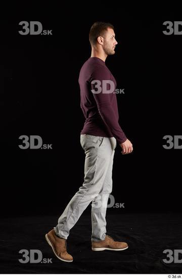 Whole Body Man White Shoes Sweatshirt Trousers Slim Walking Studio photo references