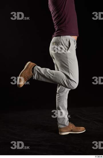 Calf Man White Shoes Trousers Slim Studio photo references