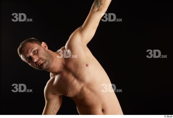 Upper Body Man White Nude Slim Studio photo references