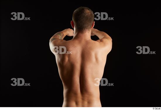 Arm Back Man White Nude Slim Studio photo references