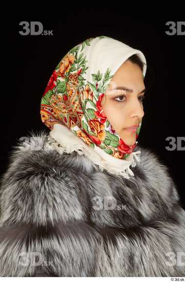 Head Woman White Average Scarf Studio photo references