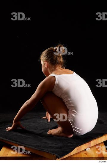 Whole Body Woman White Underwear Average Kneeling Studio photo references