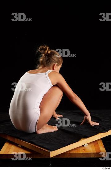 Whole Body Woman White Underwear Average Kneeling Studio photo references