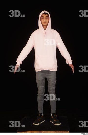 Whole Body Man White Casual Jeans Slim Standing Studio photo references