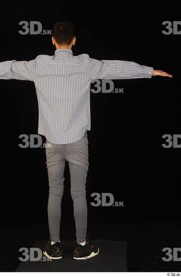 Whole Body Man T poses White Casual Shoes Shirt Jeans Slim Standing Studio photo references