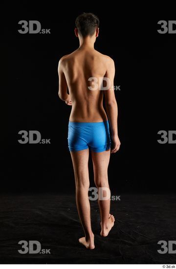 Whole Body Back Man White Underwear Walking Studio photo references