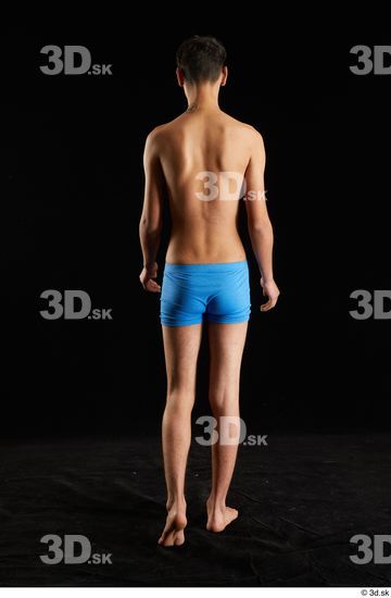 Whole Body Back Man White Underwear Walking Studio photo references