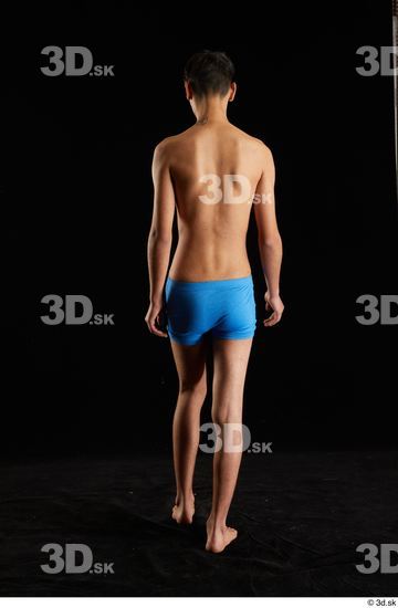 Whole Body Back Man White Underwear Walking Studio photo references