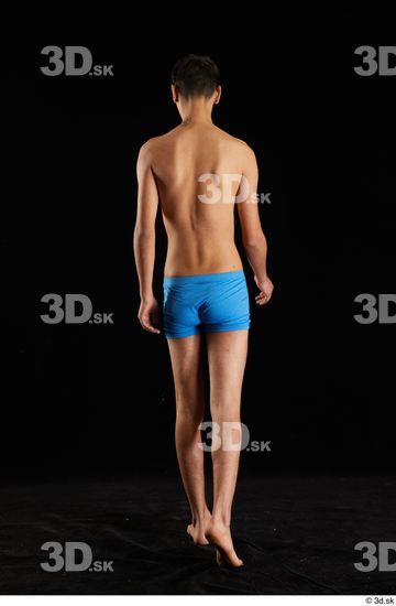 Whole Body Back Man White Underwear Walking Studio photo references