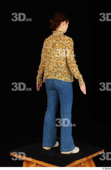 Whole Body Woman White Casual Shoes Jeans Blouse Average Standing Studio photo references