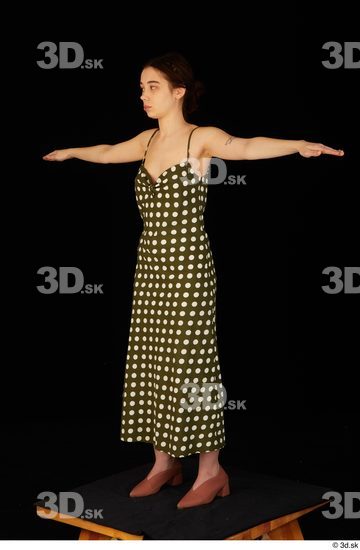 Whole Body Woman T poses White Casual Shoes Dress Average Standing Studio photo references