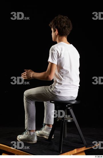 Whole Body Man White Sports Shirt T shirt Sweatsuit Kneeling Studio photo references