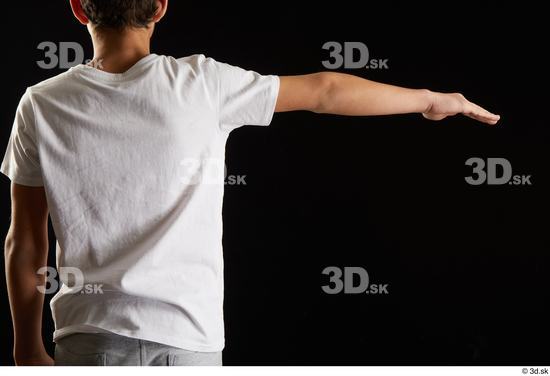 Arm Back Man White Sports Shirt T shirt Studio photo references