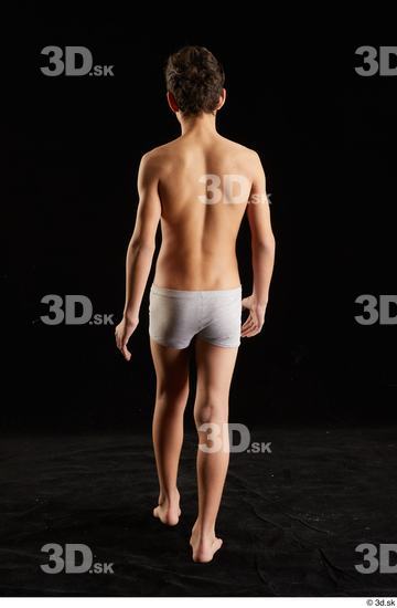 Whole Body Back Man White Underwear Walking Studio photo references