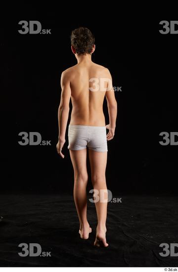 Whole Body Back Man White Underwear Walking Studio photo references