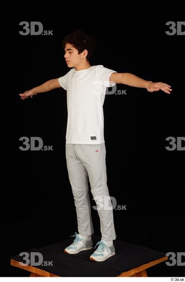 Whole Body Man T poses White Sports Shirt T shirt Sweatsuit Slim Standing Studio photo references