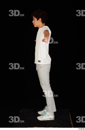 Whole Body Man T poses White Sports Shirt T shirt Sweatsuit Slim Standing Studio photo references